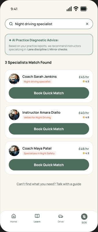 Instructor search design frame